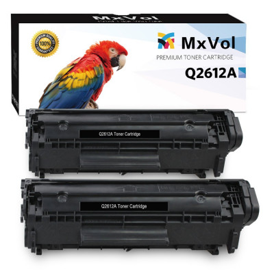 Mxvol Compatible HP 12A Q2612A Canon 104 Toner Cartridge use for HP Laserjet 1010 1012 1015 1018 1020 1022 Canon FAX-L100 L140 L120 MF4150 Series Printers (Black, 2-Pack)