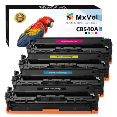 MxVol Compatible HP 125A CB540A CB541A CB542A CB543A Toner Cartridges use for HP Color LaserJet CP1518 CM1312 CP1215 CP1515 CP1217 CP1525 CM1415 Series, 4-Pack ( Black, Cyan, Magenta, Yellow)