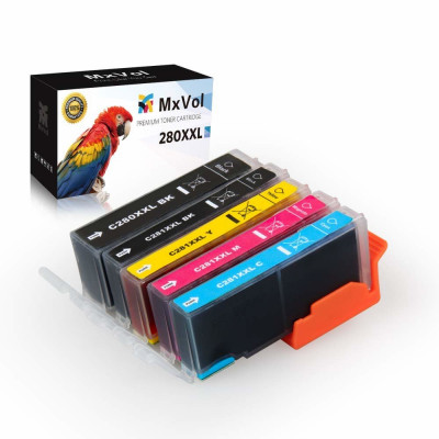 MxVol Compatible Canon PGI-280XXL CLI-281XXL PGI 280 CLI 281 Ink Cartridges 5 Pack Pigment Ink Replacement for Canon PIXMA TR7520 TR8520 TS6120 TS8120 TS9120 Printers
