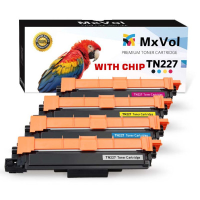 MxVol Compatible Brother TN-227 TN-223 TN227 Toner Cartridges (WITH CHIP) 4-Pack (TN227BK, TN227C, TN227M, TN227Y), High Yield use for HL-L3230CDW HL-L3210CW HL-L3270CDW Printer