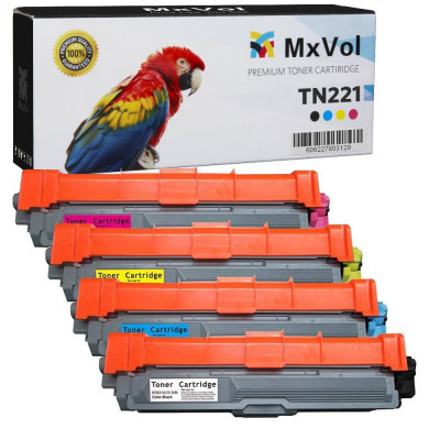 Mxvol Remanufactured Toner Cartridge Replacement for Brother TN221 TN225 use for Brother MFC 9340CDW 9330CDW 9130CW 9140CDN Printers 4-Pack